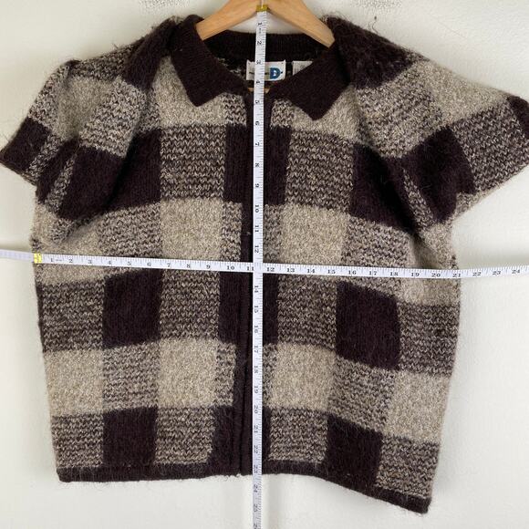 Vintage Paul Harris Mohair Check Zipper Sweater Jacket Size Medium - Picture 10 of 10